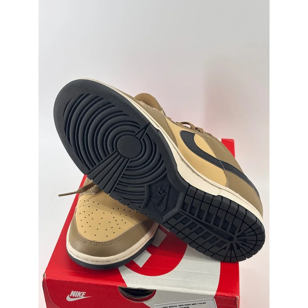 Nike Dunk Low GS 7Y Women 8.5 Tan Mocha Black Leather Sneakers DH9765-001 Street